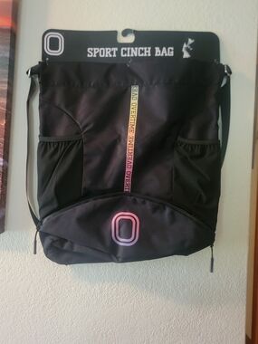 Sport Cinch Backpack - Black with Pink Accent
